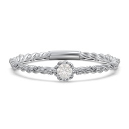 Twisted Band Stackable Ring with Gemstone in 925 Sterling Silver with Cubic Zirconia