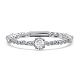 Twisted Band Stackable Ring with Gemstone in 925 Sterling Silver with Diamond