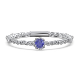 Twisted Band Stackable Ring with Gemstone in 925 Sterling Silver with Blue Sapphire