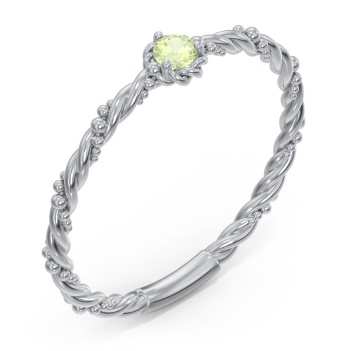 Twisted Band Stackable Ring with Gemstone – Sterling Silver with Peridot