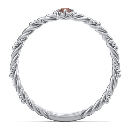 Twisted Band Stackable Ring with Gemstone – Sterling Silver with Garnet