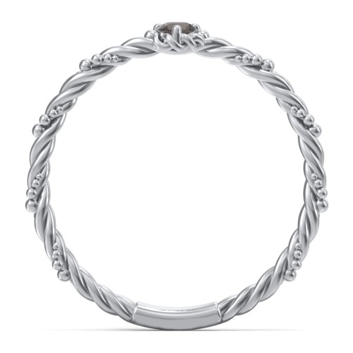 Twisted Band Stackable Ring with Gemstone – Sterling Silver with Smokey Quartz