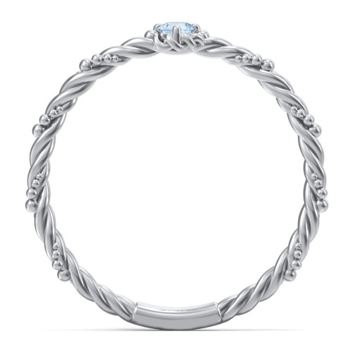 Twisted Band Stackable Ring with Gemstone – Sterling Silver with Blue Topaz