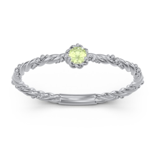 Twisted Band Stackable Ring with Gemstone – Sterling Silver with Peridot
