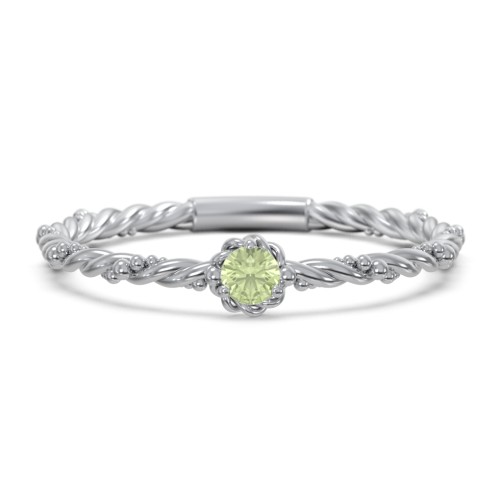 Twisted Band Stackable Ring with Gemstone – Sterling Silver with Peridot