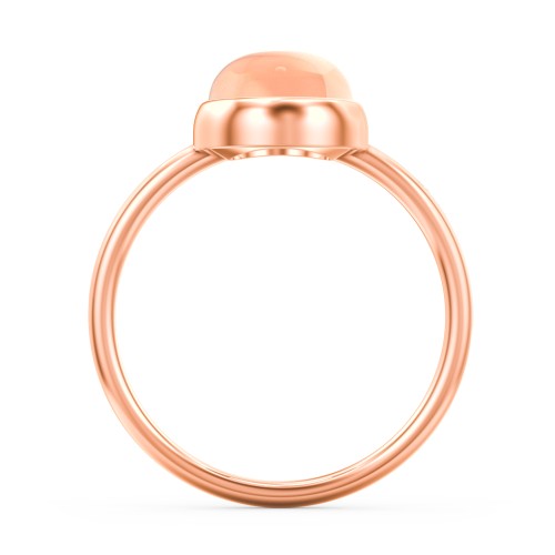 Oval Cab Gemstone Ring – 10K Rose Gold with Orange Moonstone