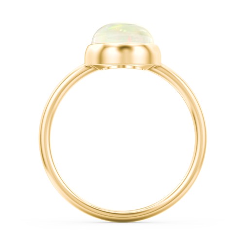 Oval Cab Gemstone Ring – 10K Yellow Gold with Opal