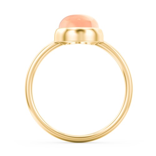 Oval Cab Gemstone Ring – 10K Yellow Gold with Orange Moonstone