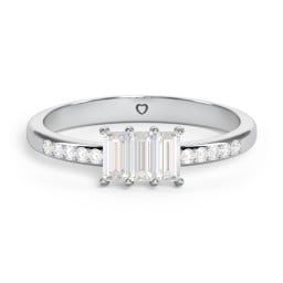 3 Stone Vertical Baguette Ring with Accents