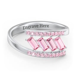 Tilted Baguette Bypass Ring with Accents