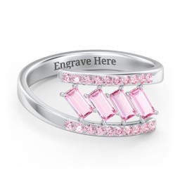 Tilted Baguette Bypass Ring with Accents