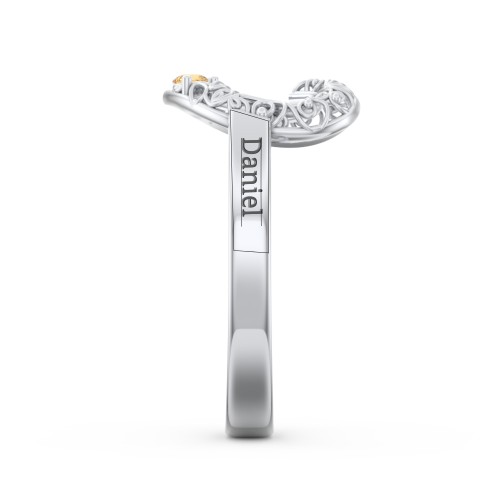 Filigree Heart Ring with Birthstones