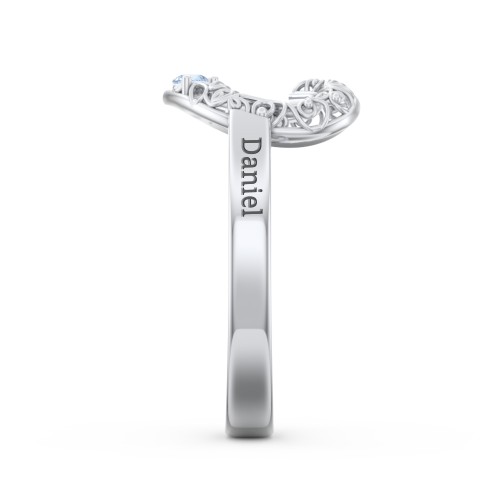 Filigree Heart Ring with Birthstones