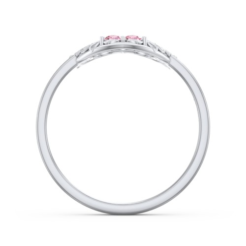 Filigree Heart Ring with Birthstones – Sterling Silver with Pink Tourmaline