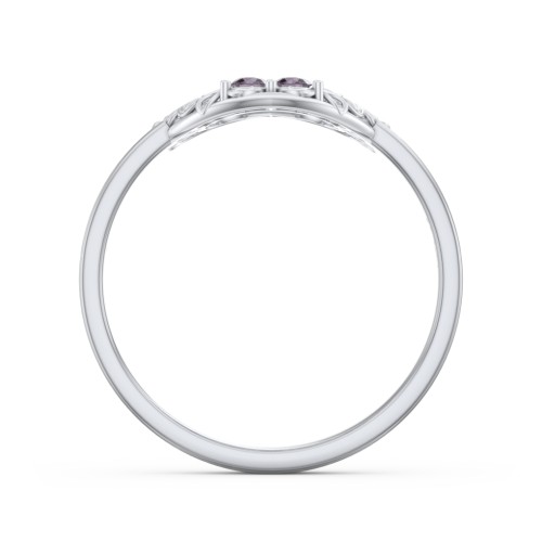 Filigree Heart Ring with Birthstones – Sterling Silver with Alexandrite