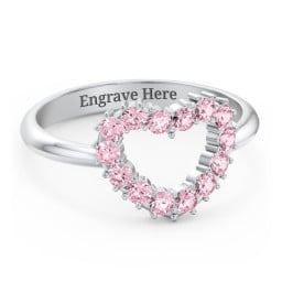Couples Birthstone Heart Ring