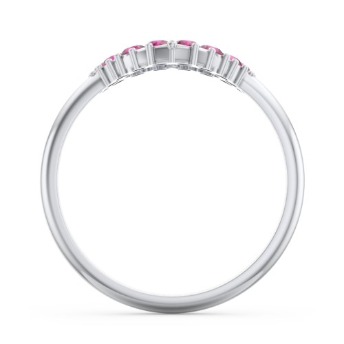 Couples Birthstone Heart Ring – Sterling Silver with Ruby