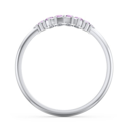 Couples Birthstone Heart Ring – Sterling Silver with Amethyst