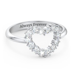 Couples Birthstone Heart Ring in 925 Sterling Silver with Diamond