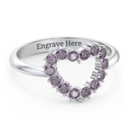 Couples Birthstone Heart Ring in 925 Sterling Silver with Alexandrite