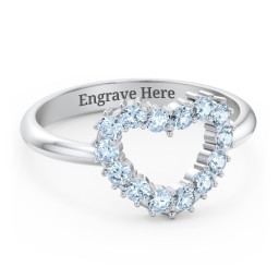 Couples Birthstone Heart Ring in 925 Sterling Silver with Blue Topaz