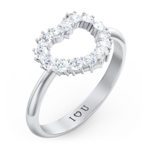 Couples Birthstone Heart Ring – Sterling Silver with Diamond