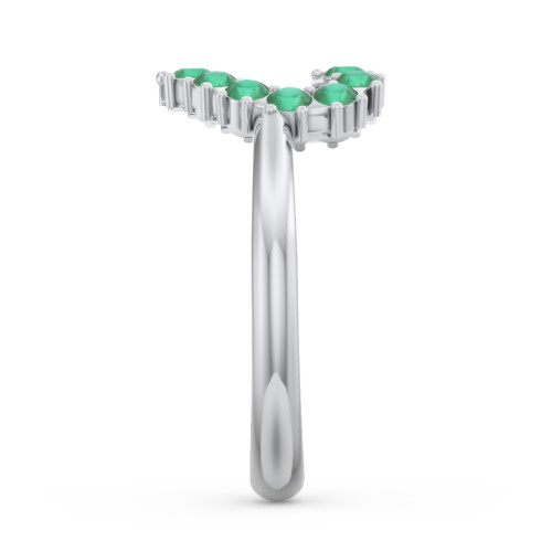 Couples Birthstone Heart Ring – Sterling Silver with Emerald