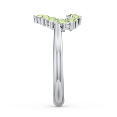 Couples Birthstone Heart Ring – Sterling Silver with Peridot