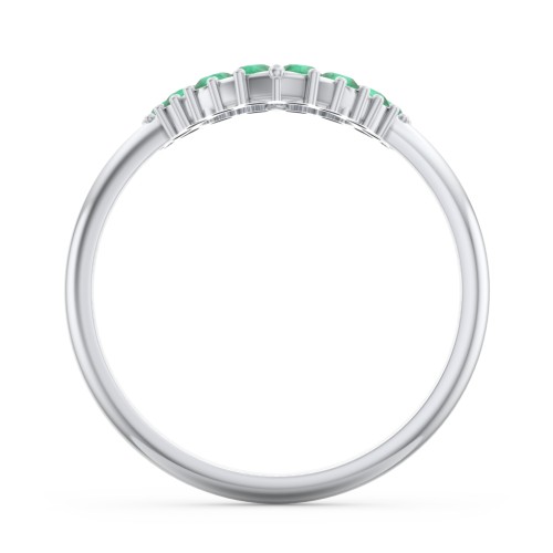 Couples Birthstone Heart Ring – Sterling Silver with Emerald