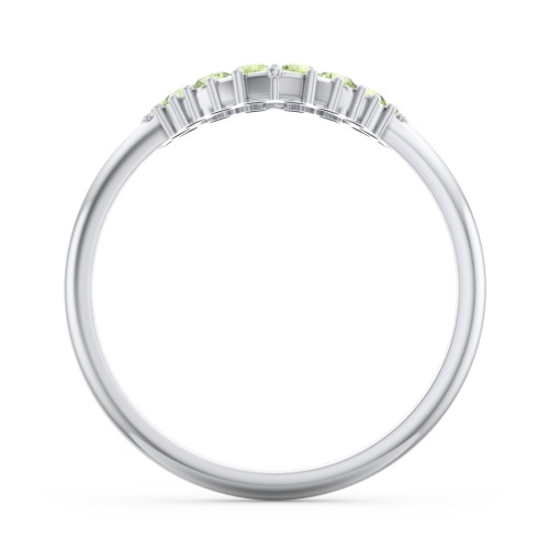 Couples Birthstone Heart Ring – Sterling Silver with Peridot