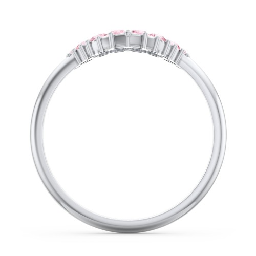 Couples Birthstone Heart Ring – Sterling Silver with Pink Tourmaline