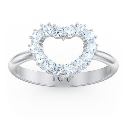 Couples Birthstone Heart Ring – Sterling Silver with Aquamarine