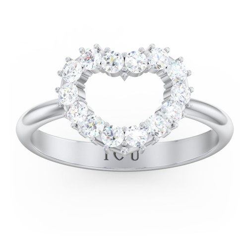 Couples Birthstone Heart Ring – Sterling Silver with Diamond