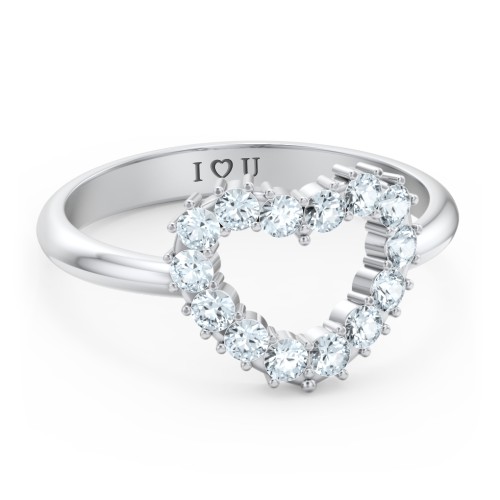 Couples Birthstone Heart Ring – Sterling Silver with Aquamarine
