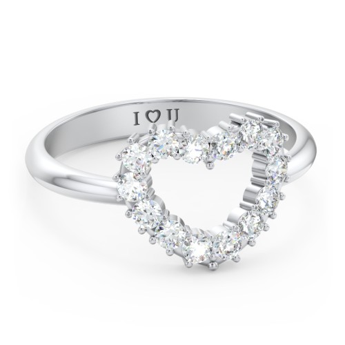 Couples Birthstone Heart Ring – Sterling Silver with Diamond