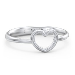 Open Heart Ring in 925 Sterling Silver