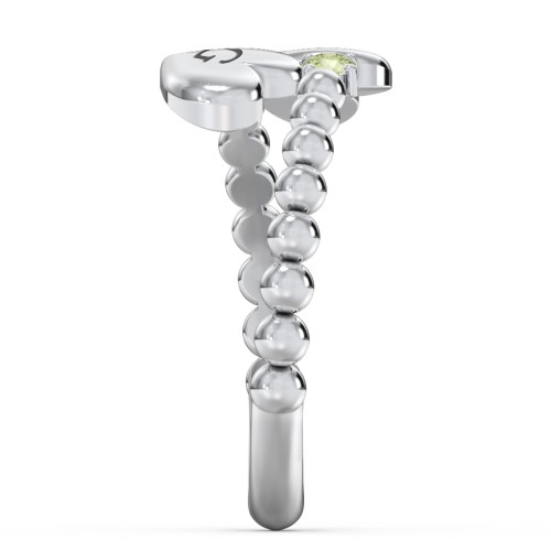 Engravable Double Heart Ring with Birthstones