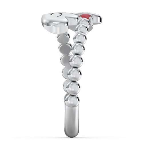 Engravable Double Heart Ring with Birthstones