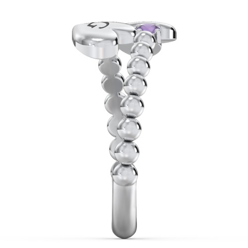 Engravable Double Heart Ring with Birthstones