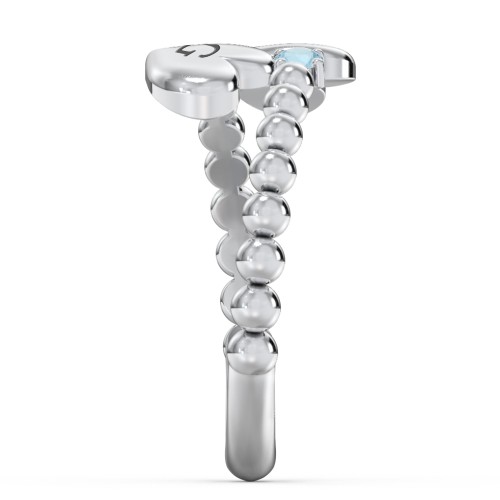 Engravable Double Heart Ring with Birthstones