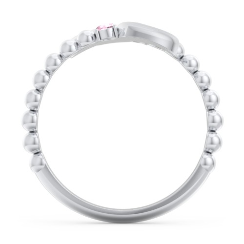 Engravable Double Heart Ring with Birthstones