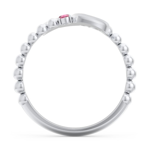 Engravable Double Heart Ring with Birthstones