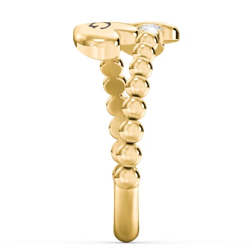 Engravable Double Heart Ring with Birthstones – 18K Gold Plated Silver with Diamond