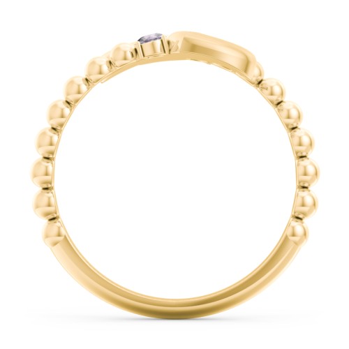 Engravable Double Heart Ring with Birthstones – 18K Gold Plated Silver with Alexandrite