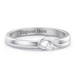 Half Heart Ring with Birthstone