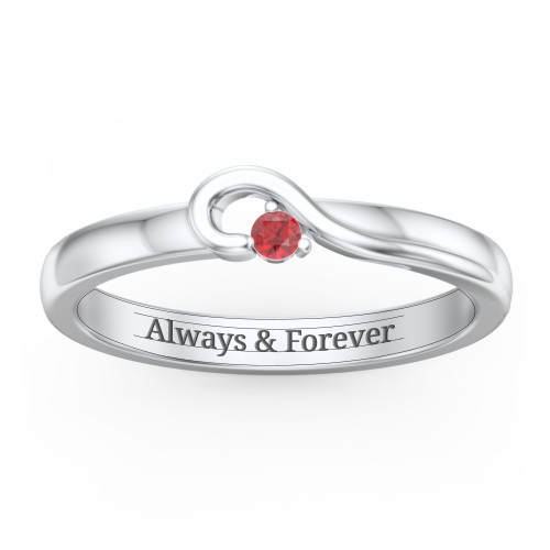 Half Heart Ring with Birthstone