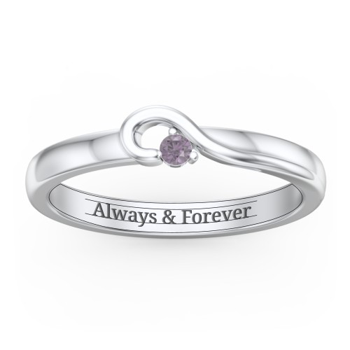 Half Heart Ring with Birthstone