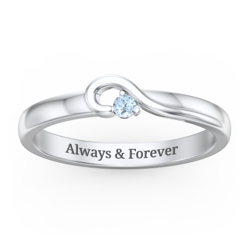 Half Heart Ring with Birthstone