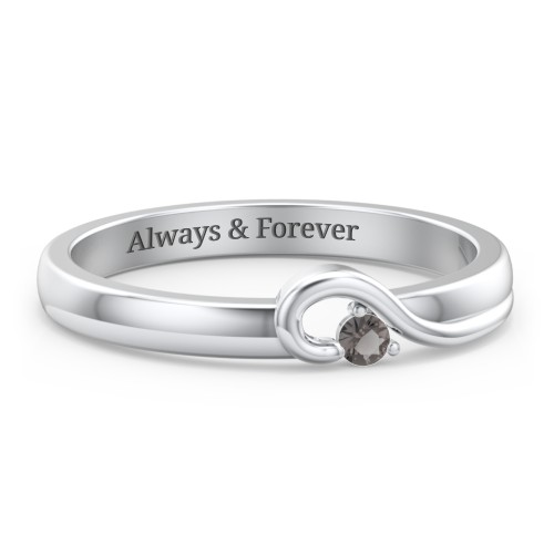 Half Heart Ring with Birthstone