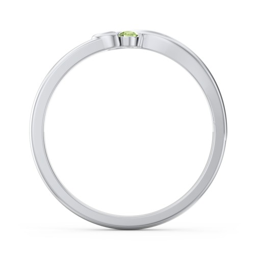 Half Heart Ring with Birthstone – Sterling Silver with Peridot